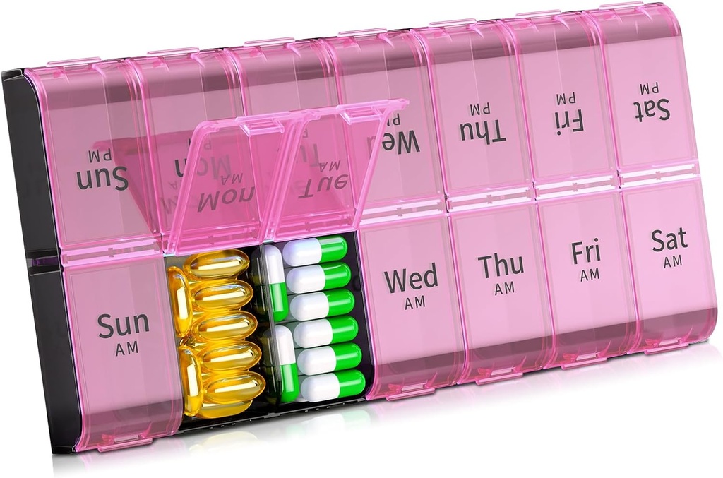 Daviky XL velike tedenske tablete Organizator 2 krat na dan, ekstra velike 7 dan tablete polje AM PM, Dnevne tablete primeru Medicine Organizator s 14 Kompartmenti, Dnevna noč zabojnik za ribja olja, Vitamin, Dopolnilo