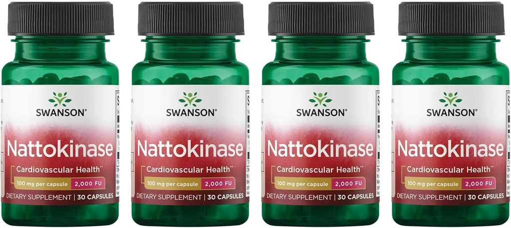 Swanson Nattokinase 2000 fibrinolitičnih enot 100 miligramov 30 kapsul encim (4 pakiranja)