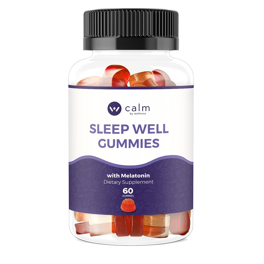 Pomirite se z Wellness Sleep Well Gummies, ekstra moč Gummy z Melatonin, Naravni spanje podporo dodatek, 30 Count