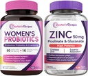 Zdravnikovi recepti Probiotik in cink bundele, Prebavne, Vaginalno in urinarno zdravje, Naravne imunske zaščite, Zapoznela sprostitev Probiotične kapsule 60ct & cinkove kapsule 120 ā