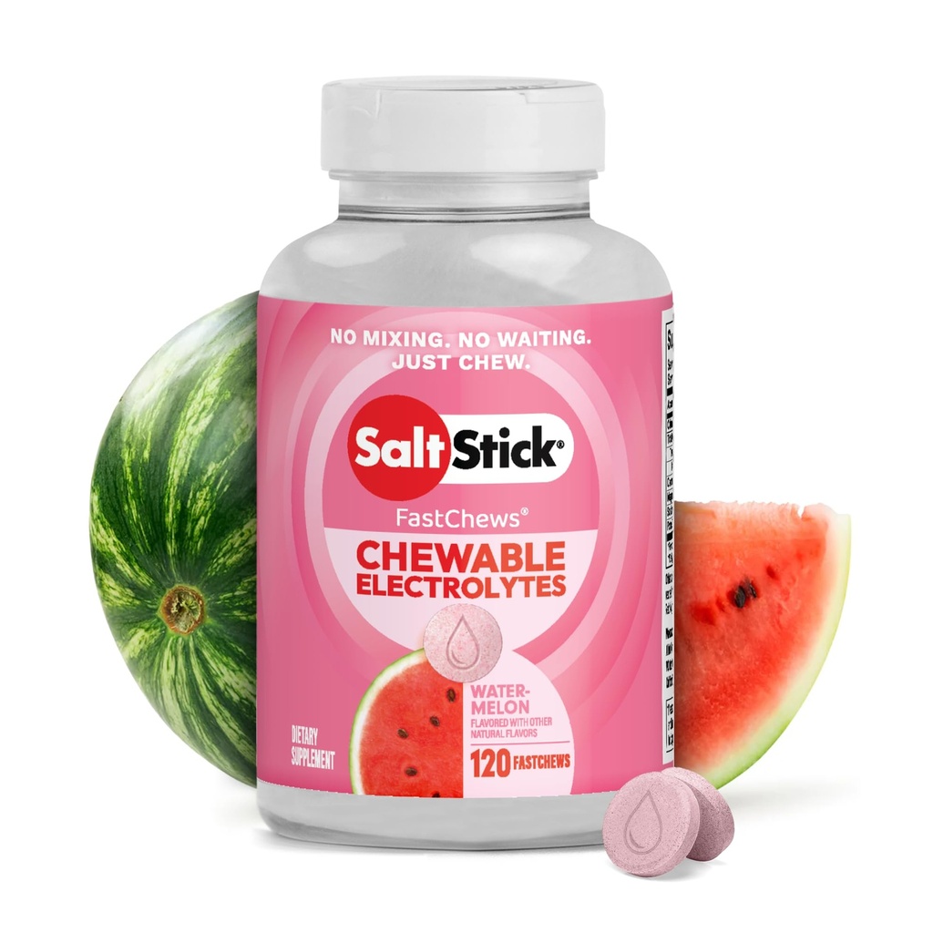 SolStick Electrolyte FastChews - 120 Watermelon žvečljivi elektroliti - Sol tablete za tek in hidracijo, elektrolitske žvečilke - 120 Število
