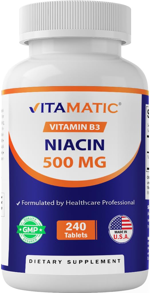 Vitamatski niacin (vitamin B3) 500 mg, s podaljšanim sproščanjem, 240 tablet - brez GMO & gluten