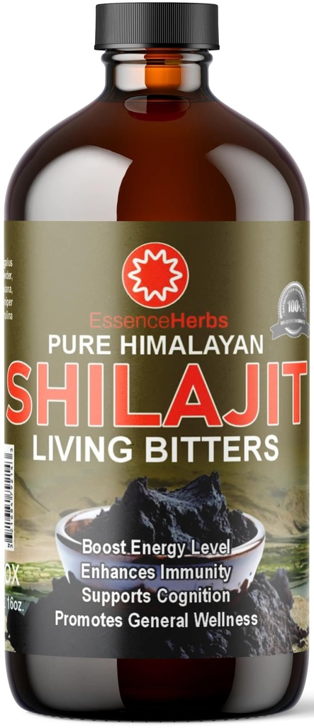 Essence Herbs Shilajit Bitters Liquids Izdelano s Shilajit, Moringa, Črno seme, & More (Pack of 1)