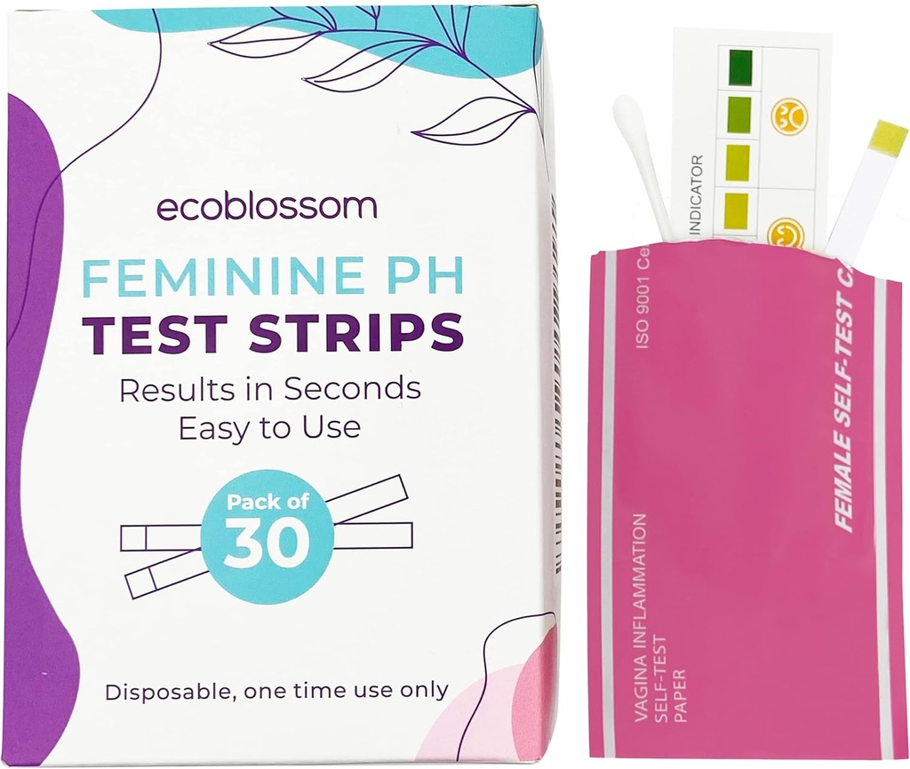 Ekoblossom Vaginalni pH testni trakovi za ženske - preverite pH ravnovesje - Monitor Bakterialna Vaginoza BV zdravljenje - Prevent Yeast Infection UTI - Hitri točni rezultati, Individualna zapečatena vrečka (30 Count)