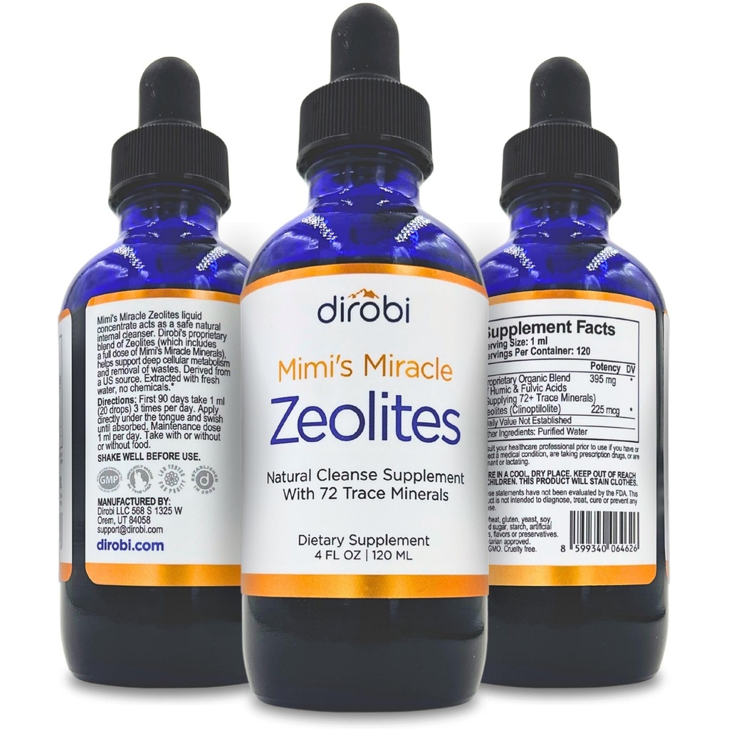 Mimini čudežni zooliti: Heavy Metal Detox Zeolit dodatek kapljice s 70 Trace minerali za odrasle in otroke - podpira obnovo celic, Immune & Digestive Tract zdravje (4 oz Steklenica, 60 dan dobave)