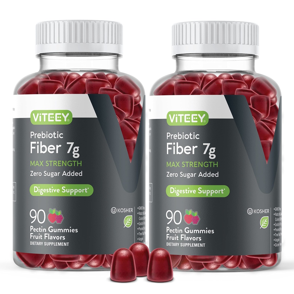 VITEEY Prebiotične vlaknine Gumies za odrasle, 7g - Gut Health & Prebavne Topni Fiber dodatek Gumies - Nič sladkor doda, Vegan, Gluten-free - 180 Count
