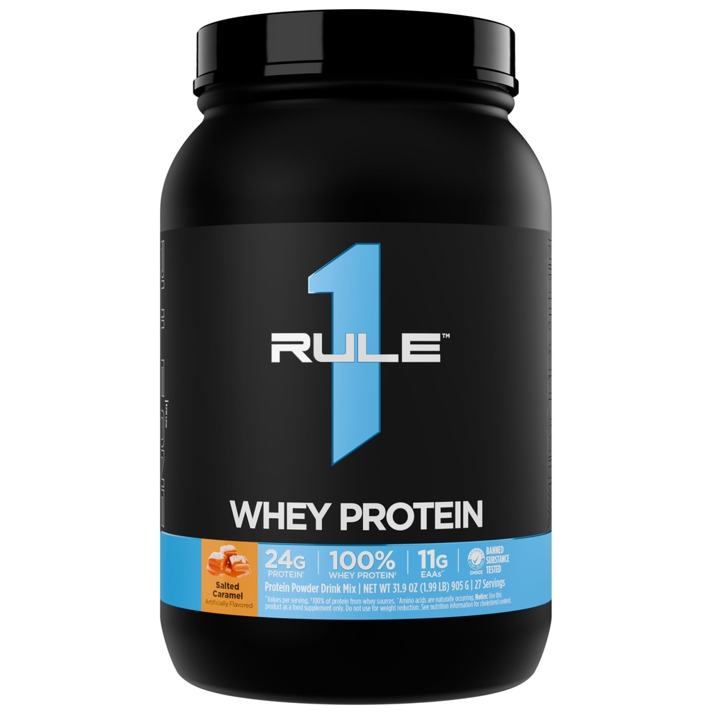 Pravilo 1 Whey Protein – 24g hitro delujoče beljakovine iz vseh Whey virov z naravno pojavljanje EAAs & BCAA za regeneracijo vadbe ali kadarkoli uporabe (2 funta*, soljeni Carmel)