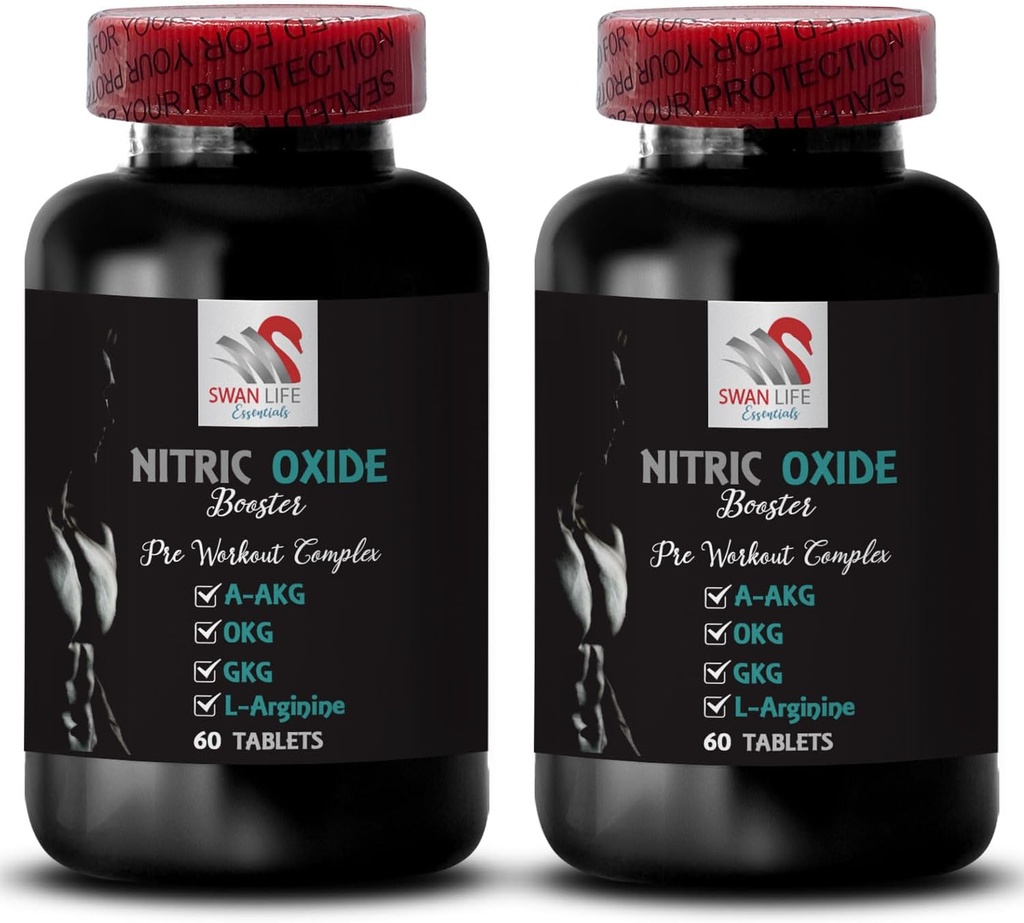 Dodatki dušikovega oksida za moške - NITRIC OXIDE BOOSTER - L-Arginin, Podpora moči, Vztrajen ojačevalec, Vadbeni dodatek, Formula, Energija mešanica, Usposabljanje fokus 2 Steklenica 120 Tablete