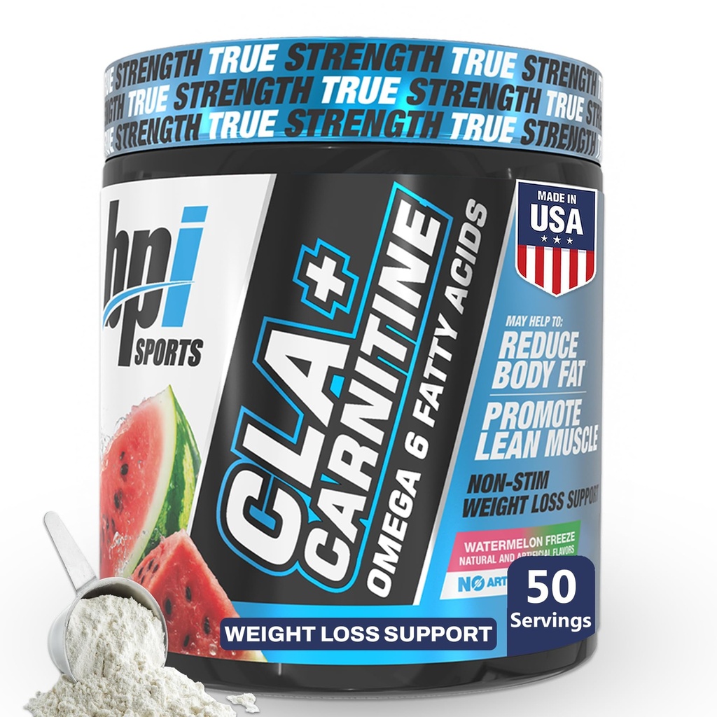 BPI Sports CLA+Carnitine – CLA L Carnitine & Linoleična kislina – L Carnitine Dodatek za hujšanje, Presnova & Lean Muscle – Kofein Free – Zamrzovanje lubenice – 50 Servis – 12.34 oz