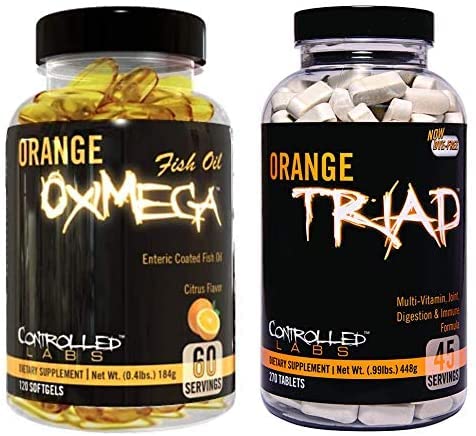 KONTROLIRANA LABS splošno zdravje paket, 45 Servisi Orange Triada, 120 Count Orange Oximega Fish Oil, Muscle Building in recovery dodatek za moške in ženske