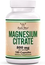 Magnezijev citrat 800 mg, 180 Kapsule, podpora za prebavo in zaprtje, Vegan Safe, Non-GMO, Double Wood Supplements