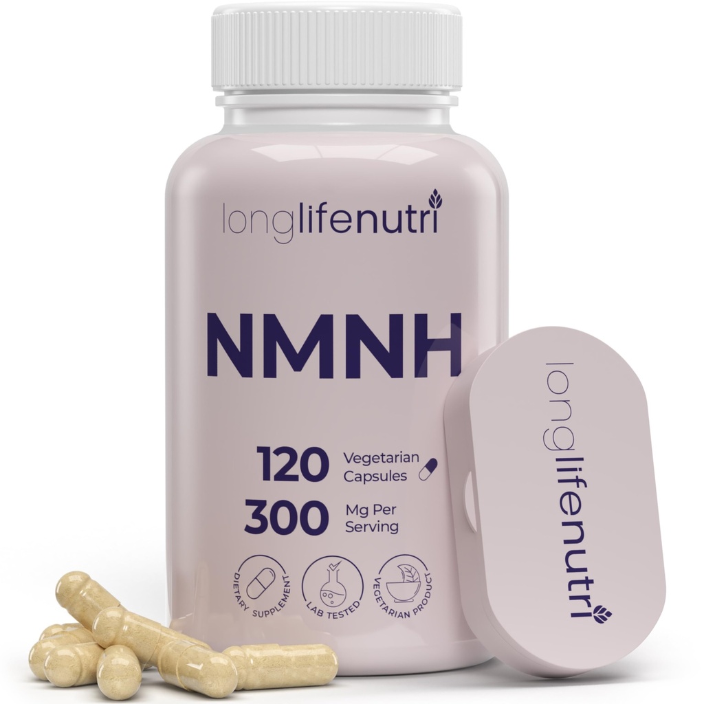 LongLifeNutri NMNH 300mg (Dihidronikotinamid mononukleotid) - 120 veganskih kapsul, 2-mesečna dobava, NMN alternativa, NAD dodatek za energijo in dolgoživost, Lab Tested, Izdelano v ZDA