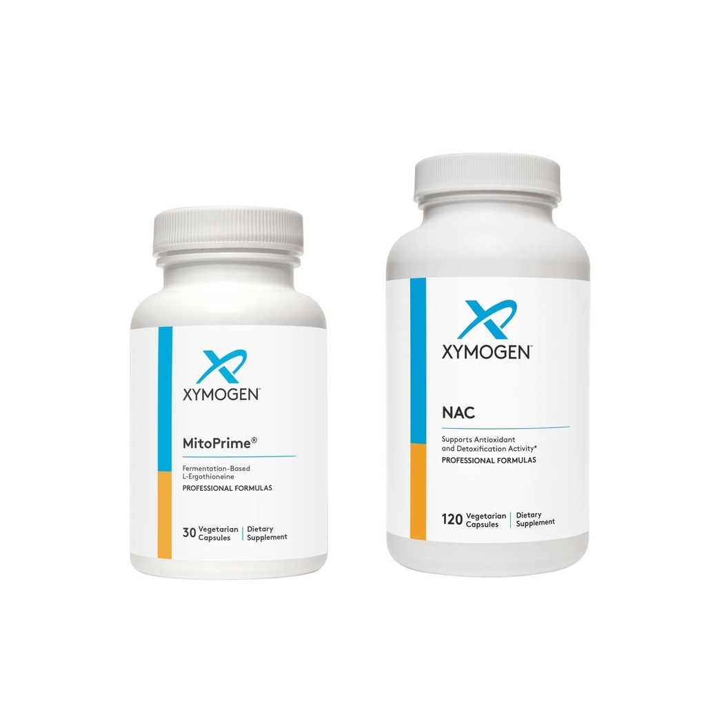 XYMOGEN MitoPrime (30 kapsul) + NAC (120 kapsul) 2-produkcijska mešanica - L ergotionein Antioksidant dodatek s 600 mg N-acetil-cistein NAC dodatek