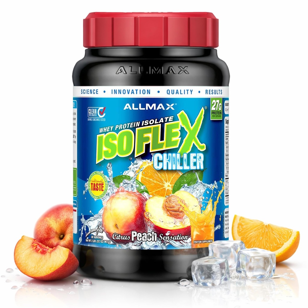 ALLMAX Nutrition ISOFLEX Chiller, Citrus Breast Sensation - 2 lb - 27 Gram proteinov na Scoop - nič maščob in sladkorja - 99% Laktoza brez - Približen 28 Servis