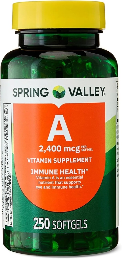 Vitamin A Softgels, 2400 mcg, 250 Štetje + Prenosni vsebnik tablet (2 Izdelki)