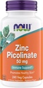 Zdaj dodatki, cinkov pikolinat 50 mg, Podpira encimske funkcije, Imunska podpora, Non-GMO, Kosher, Primeren za Vegane - 240 Vegetarijanske kapsule (Pack po 1)