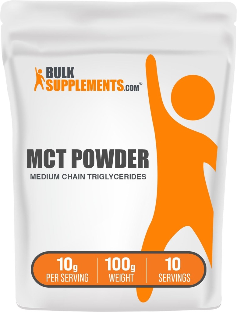 BulkSupplements.com MCT Powder - srednjeverižni trigliceridi, iz MCT Kokosovo olje, MCT Oil Powder - MCT dodatek za energijo - Gluten Free, 10g na Serving, 100g (3.5 oz) (Pack of 1)