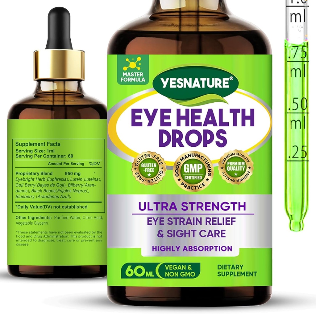 DANATURA Eyebright Herb Eye Eye Health Kapljice za pomoč in nega oči, Ultra Eight Eye Health Supplement