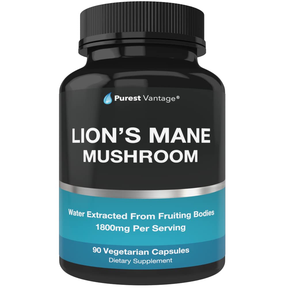 Kapsule gob iz glive Mane Organic Lions Mane - 1800mg Dodatki iz mane Gobe v ZDA - Nootropic Brain Supplement and Immune Support - Lions Mane Extract Powder - 90 Veggie Caps