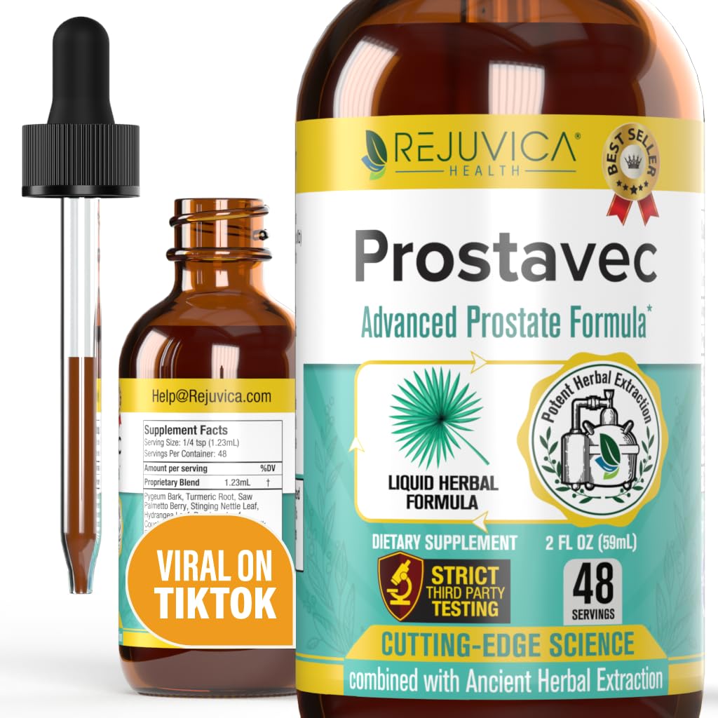 Prostavec Advanced Prostata Support Supplement - Liquid Formula za hitrejšo absorpcijo s Pygeum, Saw Palmetto, Stinging Nettle + Turmeric & Damiana - Vegan, Non-GMO - 2 fl oz