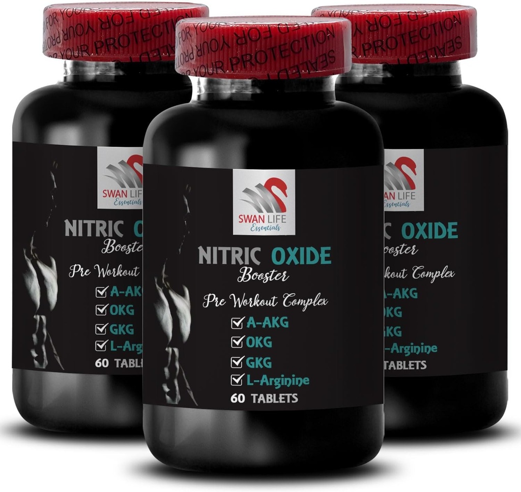 Dodatek za vadbo - NITRIC OKSIDE BOOSTER - dodatki dušikovega oksida za moške, dopolnilo za poživitev dušikovega oksida, dodatek vzdržljivosti, podpora vzdržljivosti, podpora treningu, fitnes energija 3 steklenica 180 Tabs