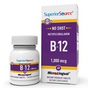Superior vir No Shot Metilkobalamin B-12 1.000 μg - Vitamin B-12 za podporo proizvodnje energije, zdravje možganov in splošno dobro počutje - Podjezične tablete za hitro absorpcijo - 60 Raztapljanje tablete