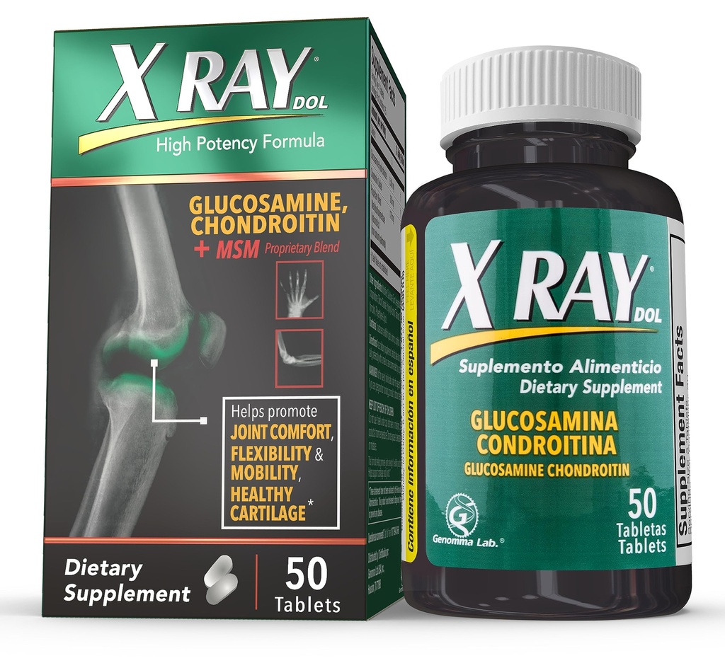 X Ray High Potency Skupni zdravstveni dodatek, z glukozamin 1500mg, Chondroitin 300mg, MSM 120 mg, Podpira zdrave sklepe, Kosti & Kartilage - 50 Število