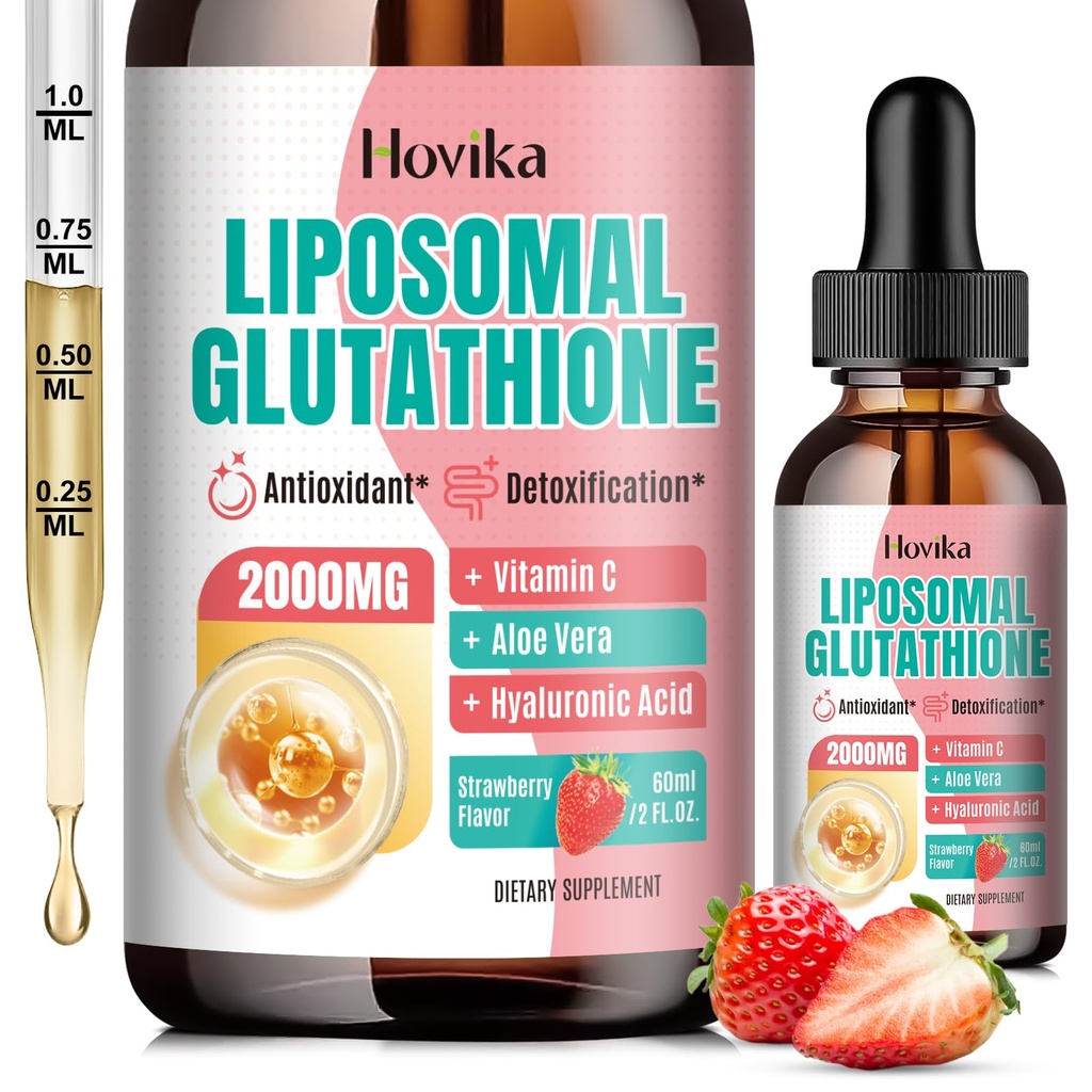 Liposomski glutation dopolnilo 2000mg, Tekoči glutation kapljice z vitaminom C, Master Antioksidanti za imunski sistem, Staranje obrambo, zdravje kože, Absorpcija detox-superior jeter, Jagoda 2 Fl Oz