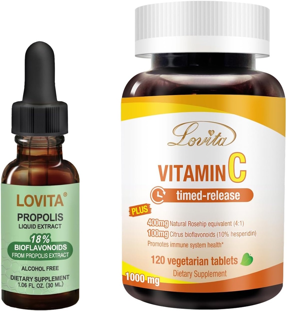 Lovita Bee Propolis Tekoči ekstrakt in vitamin C Hranilna dopolnila