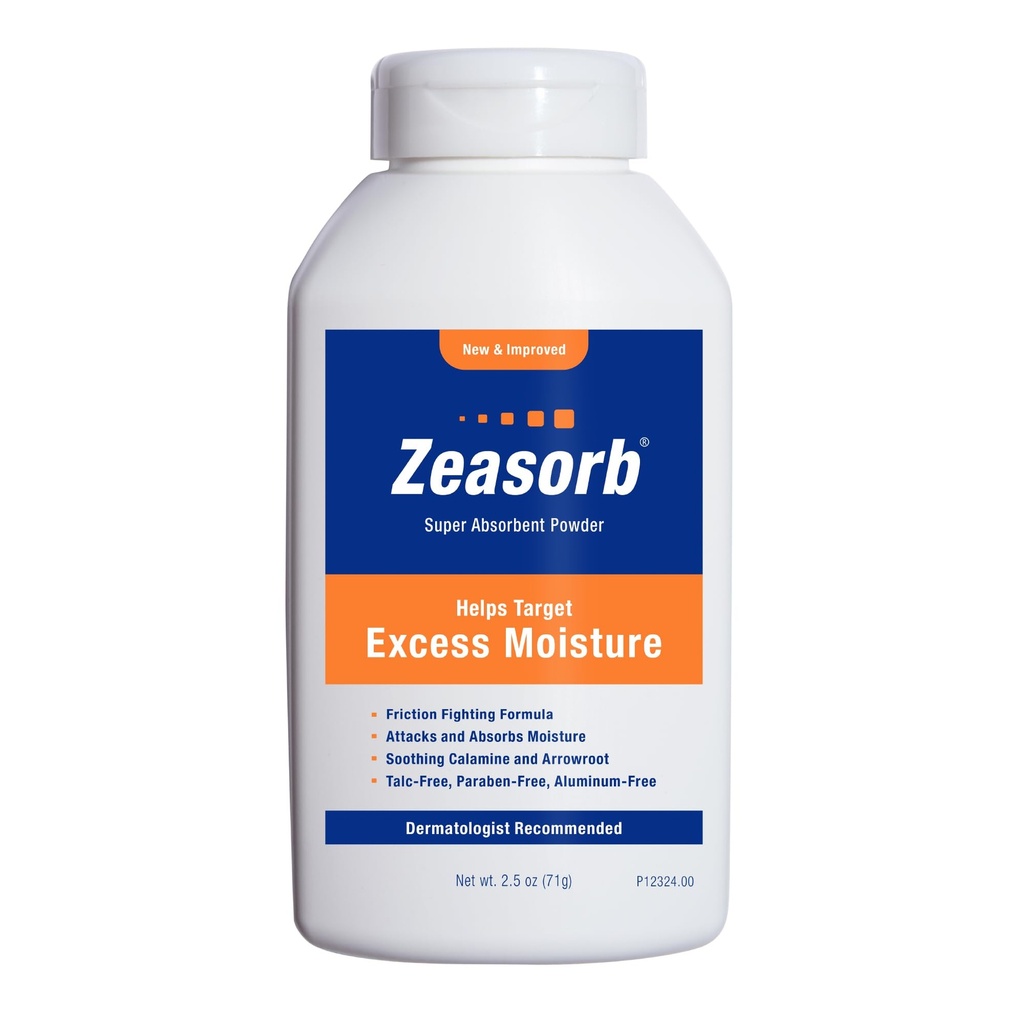 Zeasorb Preventiva, Super Absorbent Pretirana vlaga Prašek za preprečevanje Chafing & Srbenje, 2.5 Oz