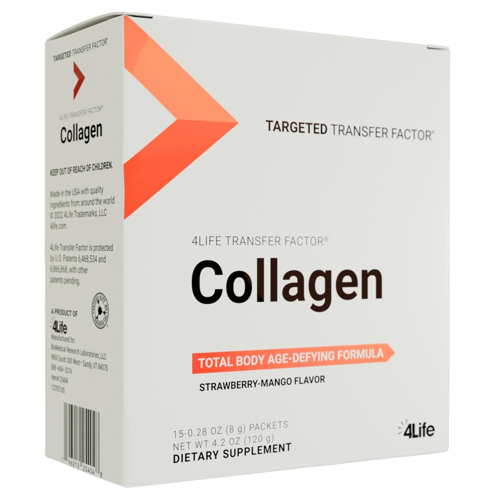 4Life Transfer Factor Collagen - Formula z vitamini in 5 Vrste kolagena - Lasje, koža, in Nail Support - 15 Packets
