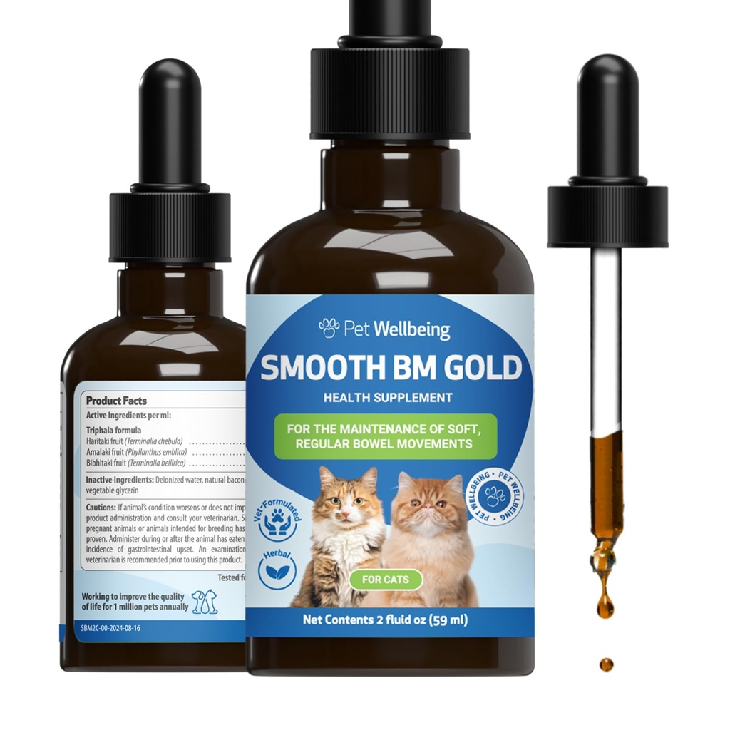 Pet Wellbeing Gladko BM zlato za mačke - Nežna zaprtje Relief za Feline - Naravni zeliščni dodatek 2 oz (59 ml)