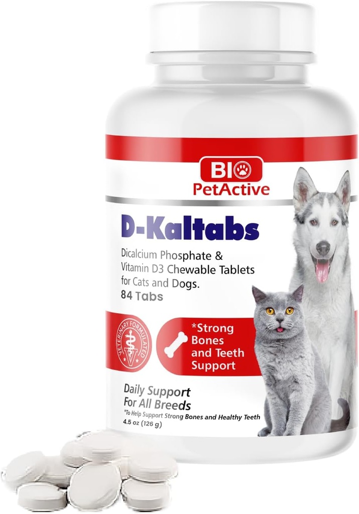 D-kaltabs fosfor, kalcijev vitamin D3 dodatek za pse in mačke, vitamini prednatalnih hišnih ljubljenčkov, dnevni hišni ljubljenčki, močan noht, podpora zobom, 84 žvečljive tablete