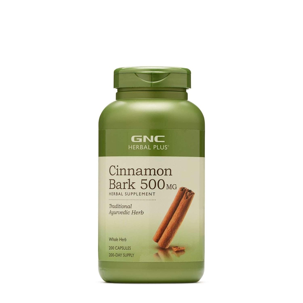 GNC Zelišče Plus Cimet Bark 500mg dodatek, Tradicionalni ajurvedski Herb, 200 Serving