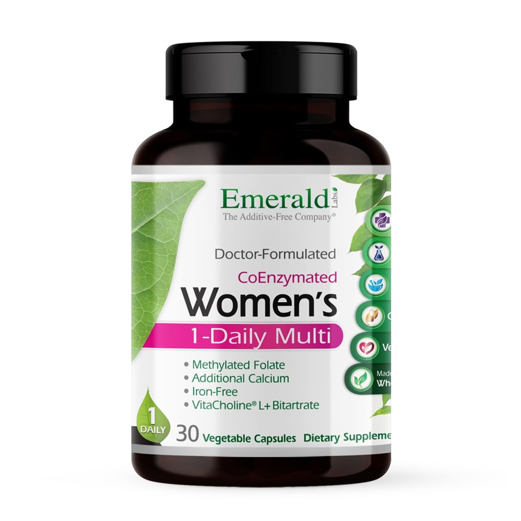 EMERALD LABS ženski 1-dnevni multivitamin za ženske - vključuje kalcij, cink, vitamin B & več - dodatek za podporo kosti in imunskega sistema* - Gluten-free - 30 rastlinskih kapsul
