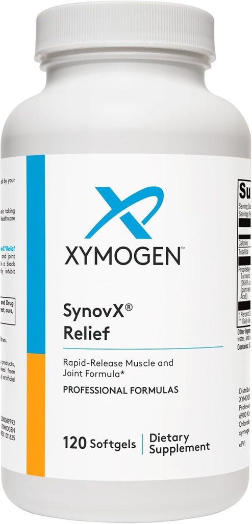 XYMOGEN SynovX Relief - dodatek za skupno podporo z Boswellia Serrata Extract + kurkuma - Muscle and Joint Relief Supplements - Vegan, Gluten Free in Non GSO (120 Softgels)
