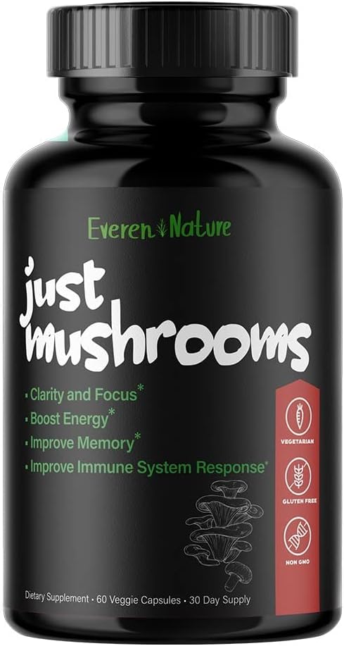 Samo gobe - Levja griva, Turčija rep, Cordyceps, Reishi, in več - Naravna energija - Nootropni možganski dodatek - za jasnost in fokus - Pospeševalec imunskega sistema