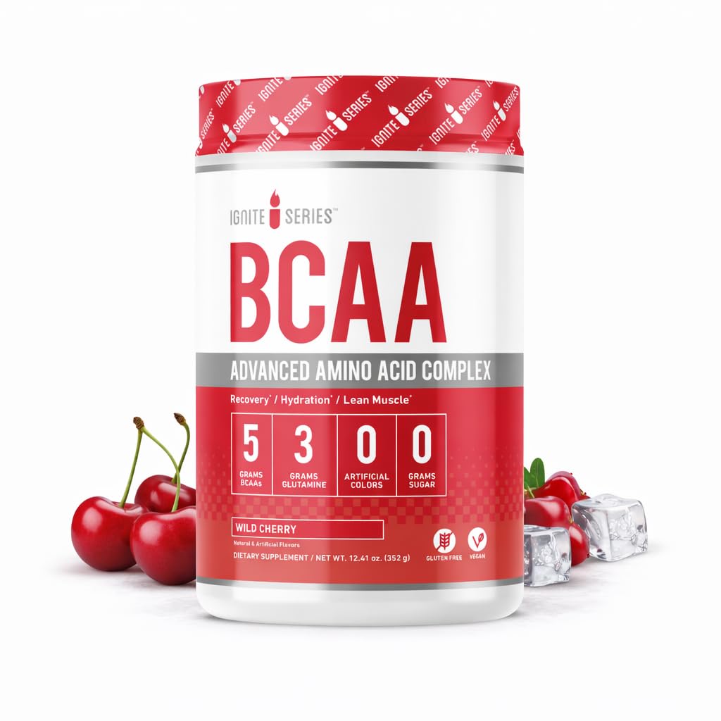 Popolna serija vitaminov BCAA Advanced Amino Acid Complex, Wild Cherry, podpira okrevanje mišic, hidracijo in rast, 5g BCAA, 3g glutamin, 13 oz Tub (30 Serving)