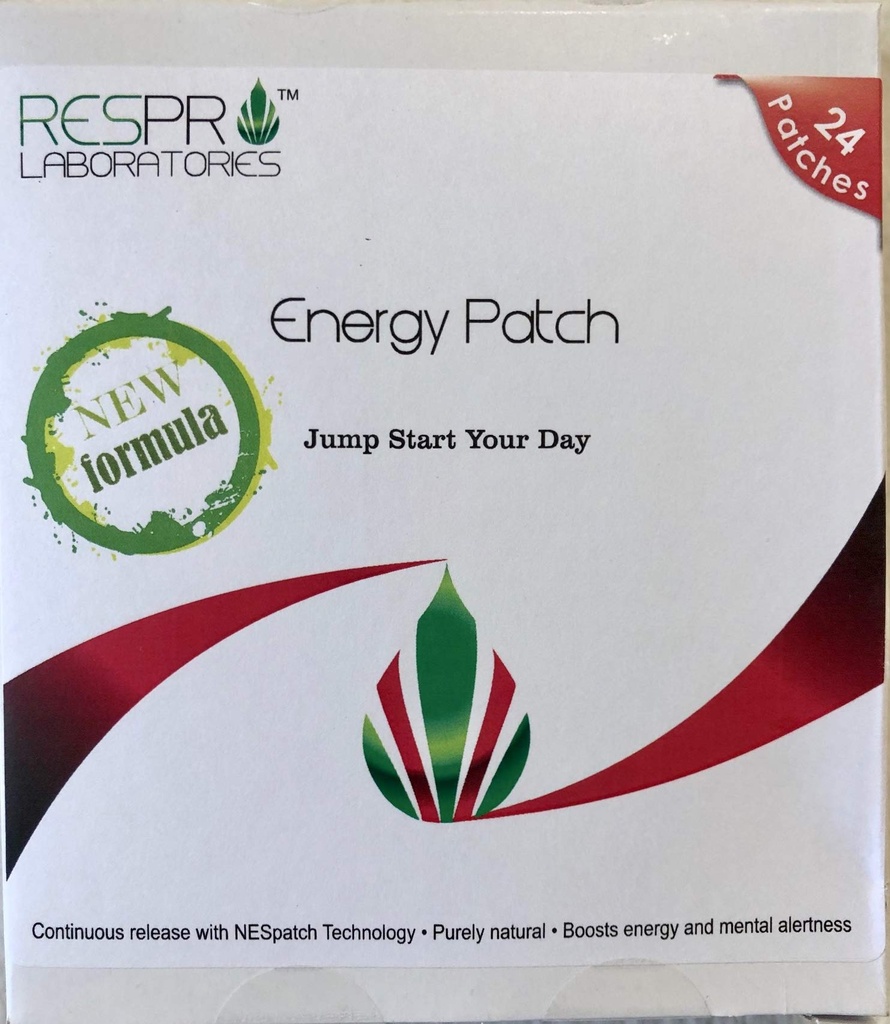Respro Labs New Energy Patch z B12, naravna Guarana, in črni poper, kontinuirano sproščanje - 24 obliži