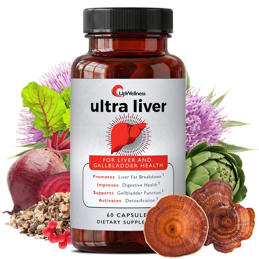 UpWellness Ultra Jetra Supplement za podporo jetra in žolčnika - Powered by TMG, NAC Milk Thistle, in več - Jetra čiščenje Detox in popravila - 60 Kapsule