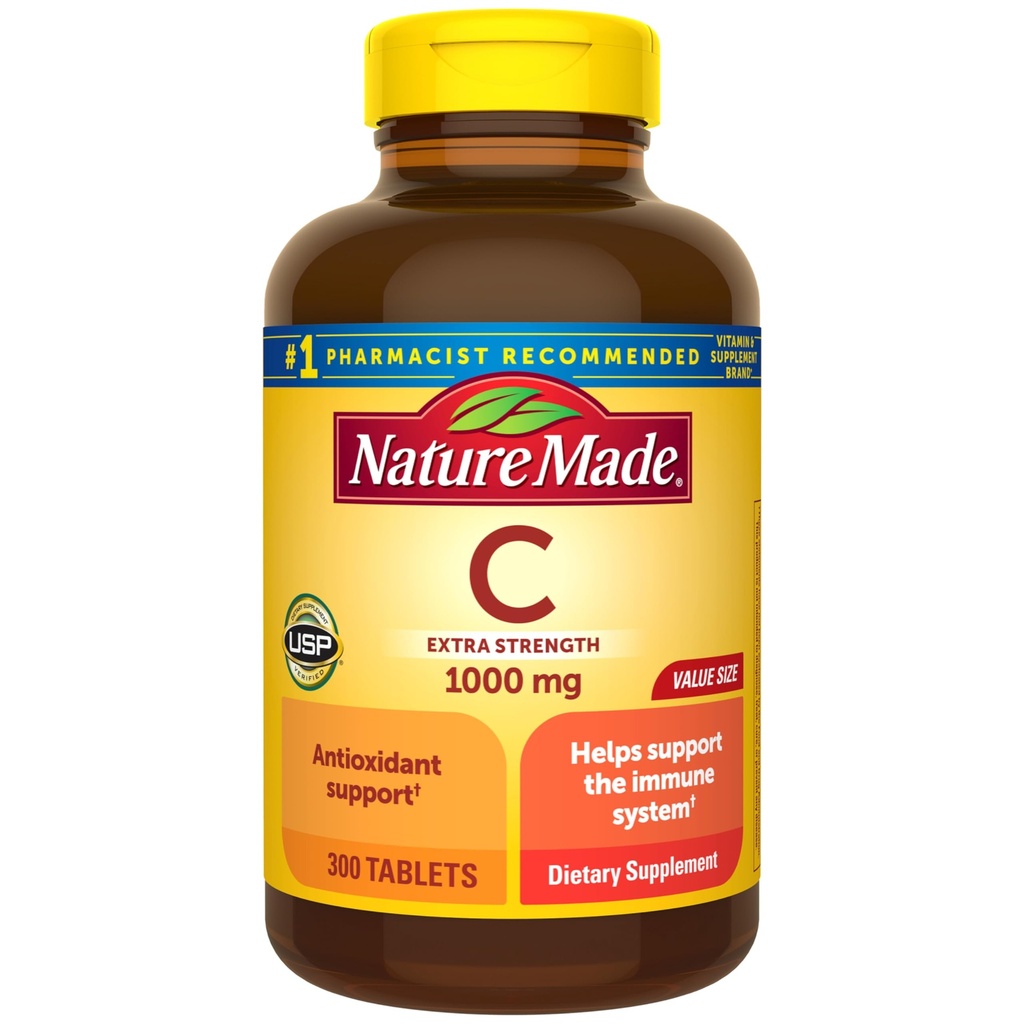 Narava narejena ekstra moč Vitamin C 1000 mg, prehranska dopolnila za imuno podporo, 300 tablet, 300 dnevna dobava