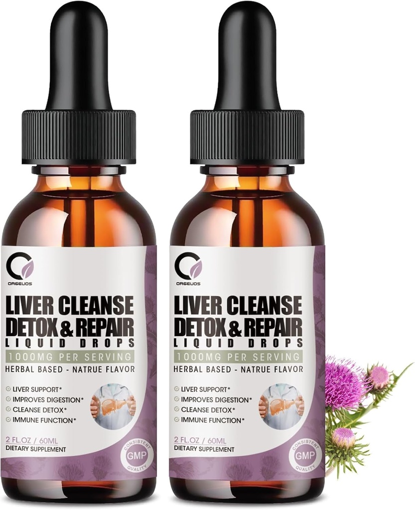 4 Fl Oz - Jetrna čistila Detox in popravila tekoče kapljice - 1000mg Milk Thistle Extract kapljice dodatek za čiščenje in razstrupljanje jeter, antioksidant, Prebavna podpora