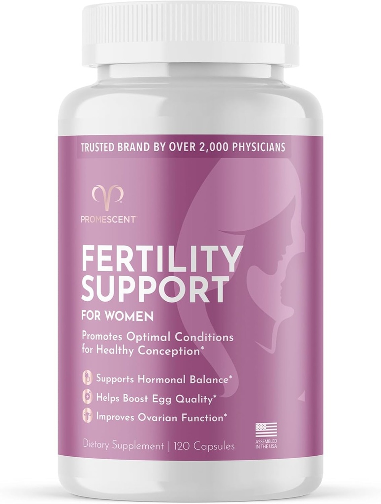 Promescent plodnost dopolnilo za ženske s prenatalnimi vitamini – Folna kislina, železo, vitamin C/D/B6/B12, cink, selen in Ashwagandha za podporo zdravo ovulacijo Conception & Nosečnost, 120 Kapsule