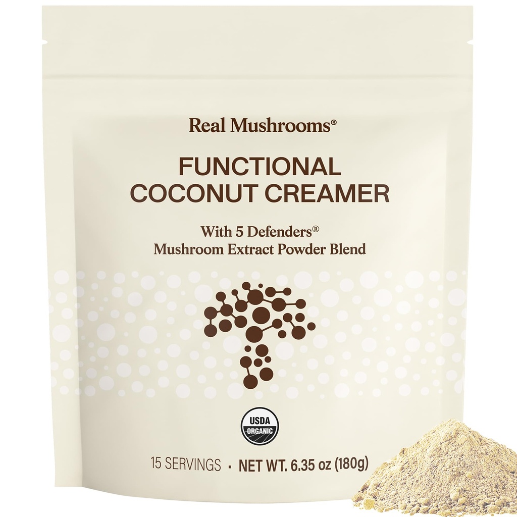 Prave gobe Funkcionalni kokos Creamer z Reishi, Lucuma & Ceylon Cinamon – Organic, Dairy-free – Vegan kavo Creamer za napitke in pijače – 90 Serving Organic Cream Kokos v prahu