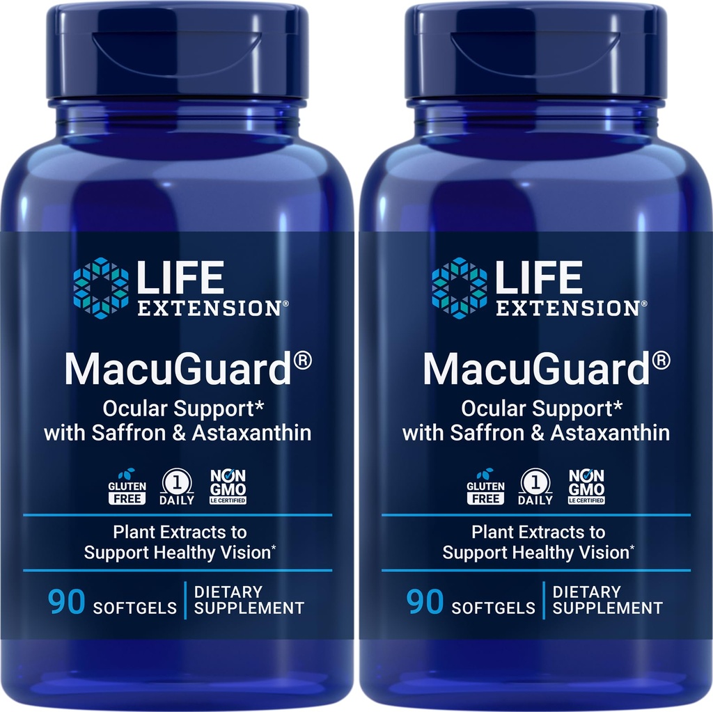 Life Extension MacuGuard Okular Podpora 90 softgels z Saffron & Astaksantin
