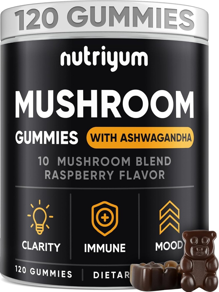 Gobe Gumies 10 Mešanica 120 kosov - Levi Mane, Ashwagandha, Turčija rep, Cordyceps, Chaga, Reishi goba kompleks - Gobe dodatek za imuno, energijo, jasnost in kognitivne