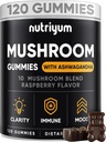 Gobe Gumies 10 Mešanica 120 kosov - Levi Mane, Ashwagandha, Turčija rep, Cordyceps, Chaga, Reishi goba kompleks - Gobe dodatek za imuno, energijo, jasnost in kognitivne
