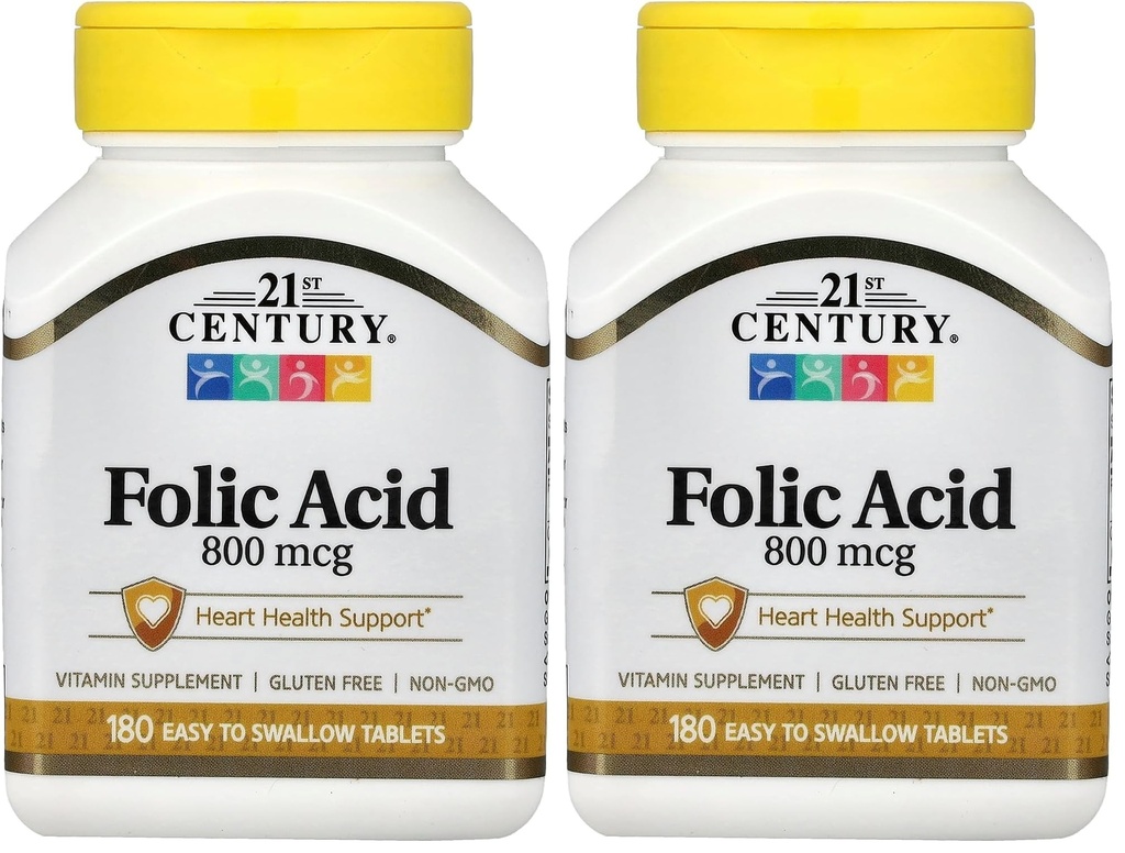 21. stoletje 800 mcg Folna kislina tablete, Razvrščeno, 180 Število (Pack po 2)