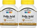 21. stoletje 800 mcg Folna kislina tablete, Razvrščeno, 180 Število (Pack po 2)