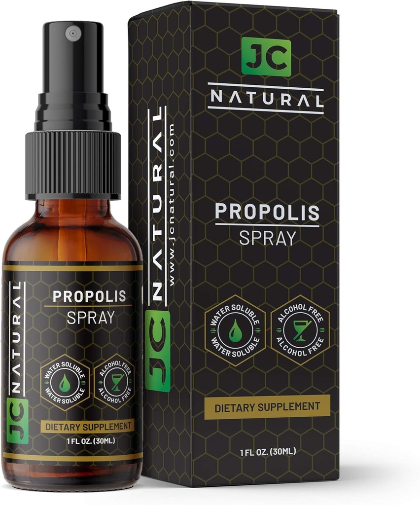 Propolis Pršilo za grlo - topen v vodi, brez alkohola. Naravne imunske podpore. Bori škodljivi organi, močan antioksidant- 1 fl oz (30ml) JC Natural x CGM Labs